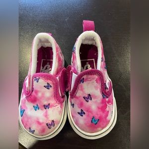 Toddler size 3 pink butterfly print vans.